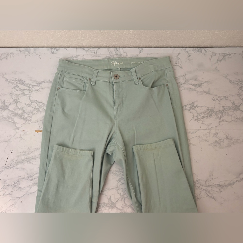 Style & Co Denim Jeans Sz 8P Petite Curvy Skinny Leg Stretch Mint Soft W - Picture 3 of 7